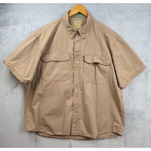 Cabelas Safari Series Shirt Men 2XL Khaki Short Sleeve Utility Button Pockets